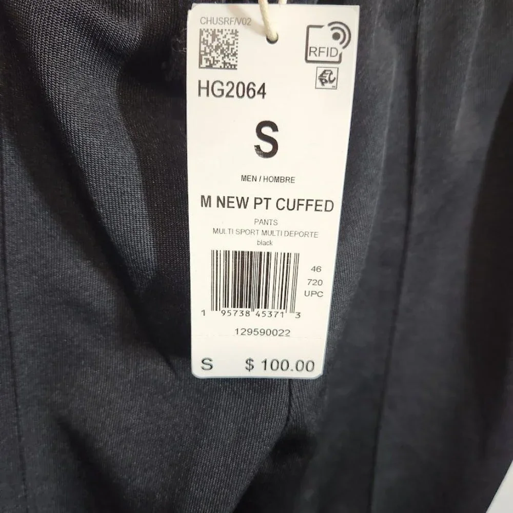 NWT Adidas Men's 3-STRIPES‎ CUFFED PANTS in Black Size Small